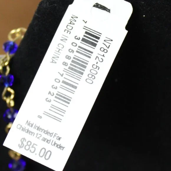 Carolee Royal Blue Simulated Diamond Bead & Crystal Bib Statement Necklace - Picture 6 of 7